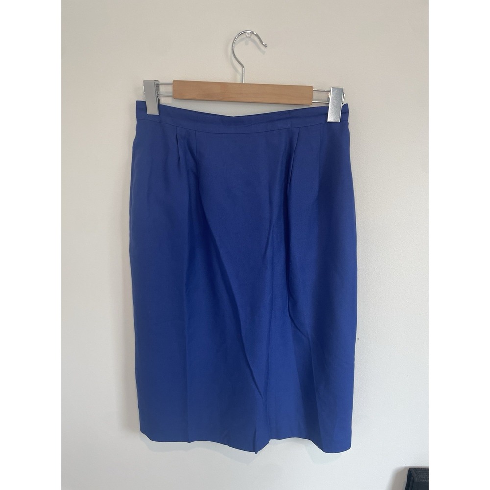 Vintage‎ Blue High Waisted Midi Skirt Size 10 Cobalt Blue Chic
